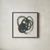 Scribbly Black II by Moira Hershey. Shown in a sleek black glass frame for a contemporary gallery look. Available as an archival giclee rolled canvas, fine art paper, or poster print. SKU 54587a.