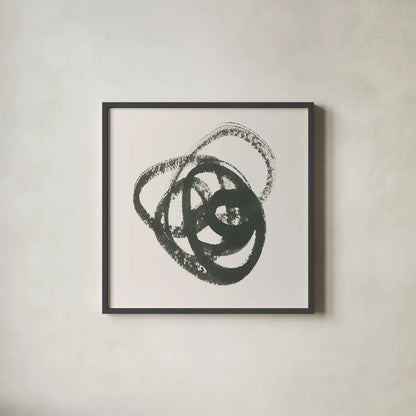Scribbly Black III by Moira Hershey. Shown in a sleek black glass frame for a contemporary gallery look. Available as an archival giclee rolled canvas, fine art paper, or poster print. SKU 54588a.