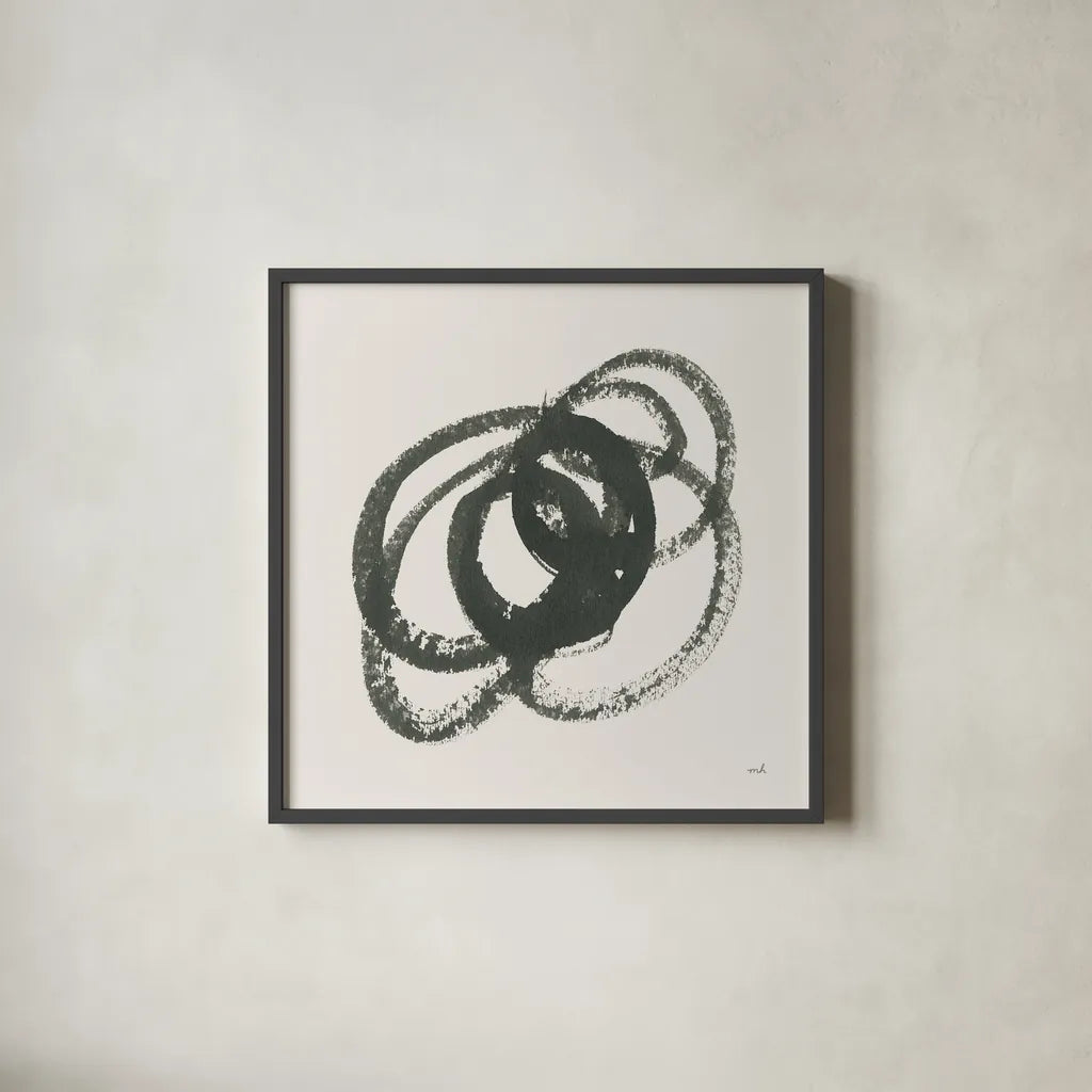 Scribbly Black IV by Moira Hershey. Shown in a sleek black glass frame for a contemporary gallery look. Available as an archival giclee rolled canvas, fine art paper, or poster print. SKU 54589a.