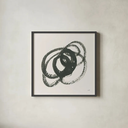 Scribbly Black IV by Moira Hershey. Shown in a sleek black glass frame for a contemporary gallery look. Available as an archival giclee rolled canvas, fine art paper, or poster print. SKU 54589a.