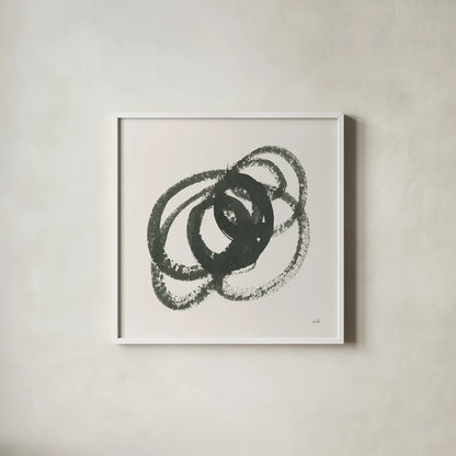 Scribbly Black IV by Moira Hershey. Shown in a crisp white glass frame for a clean and minimalist style. Available as an archival giclee rolled canvas, fine art paper, or poster print. SKU 54589a.