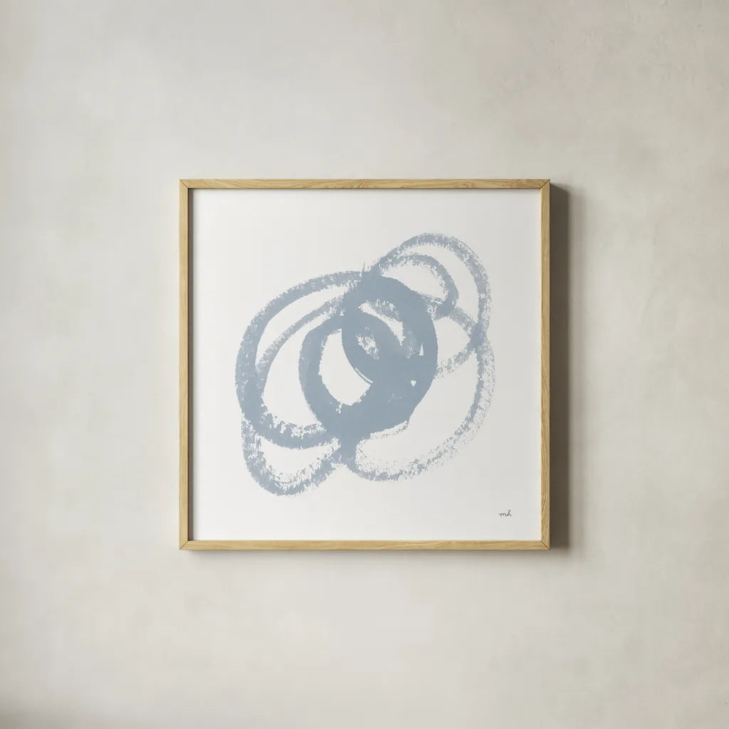 Scribbly Spring IV by Moira Hershey. Shown in a natural wood glass frame for a timeless modern aesthetic. Available as an archival giclee rolled canvas, fine art paper, or poster print. SKU 54585a.