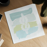 Seaside Swatch Knot by Moira Hershey. Shown as a detailed flat fine art print, highlighting archival giclee quality. Available as an archival giclee rolled canvas, fine art paper, or poster print. SKU 32775a.