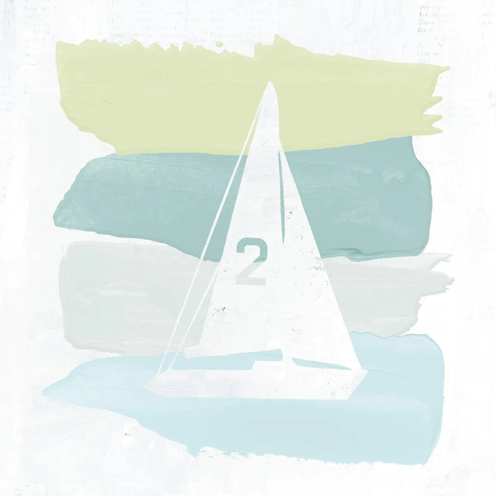 Seaside Swatch Sailboat by Moira Hershey. SKU 32776a. Archival Giclee Fine art print for wall decor.