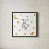 Shining Star by Moira Hershey. Shown in a sleek black glass frame for a contemporary gallery look. Available as an archival giclee rolled canvas, fine art paper, or poster print. SKU 16830a.