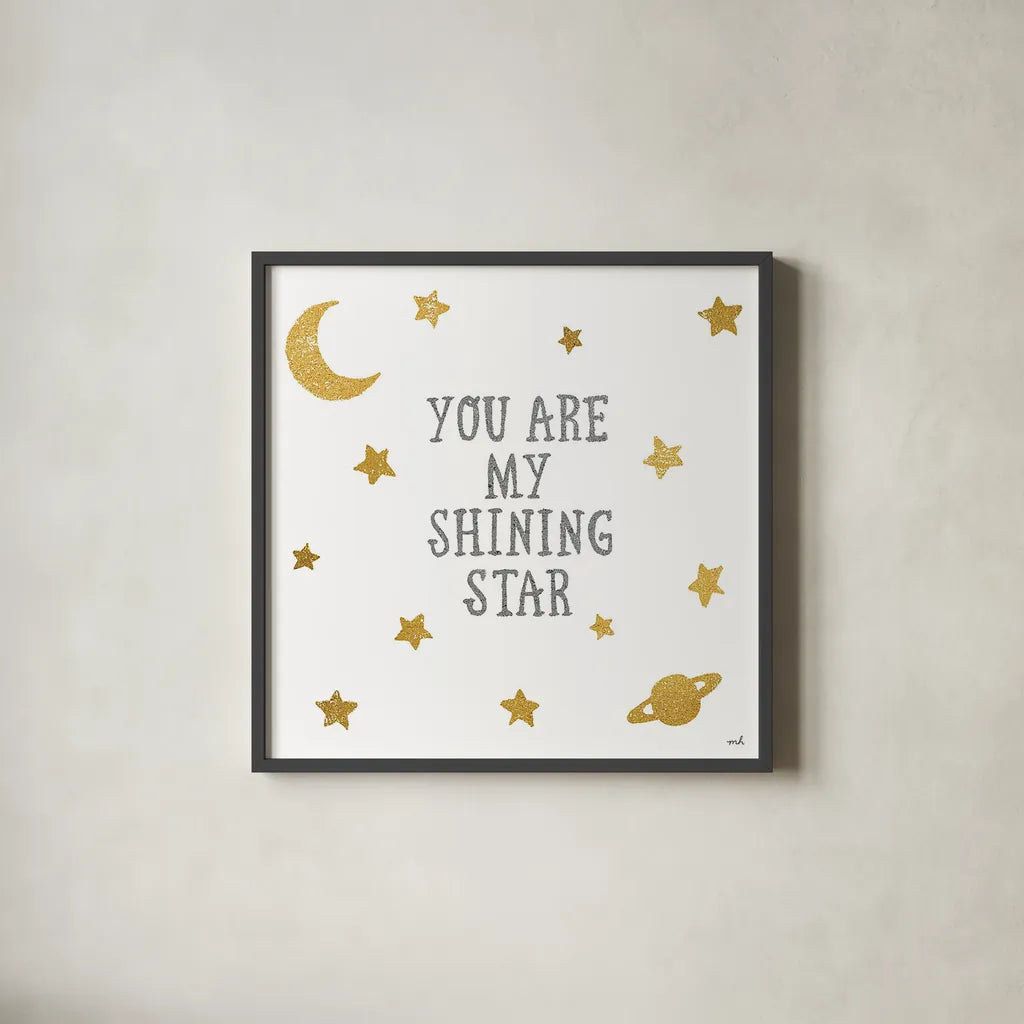 Shining Star by Moira Hershey. Shown in a sleek black glass frame for a contemporary gallery look. Available as an archival giclee rolled canvas, fine art paper, or poster print. SKU 16830a.