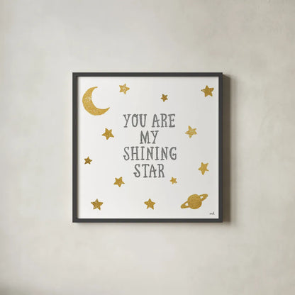Shining Star by Moira Hershey. Shown in a sleek black glass frame for a contemporary gallery look. Available as an archival giclee rolled canvas, fine art paper, or poster print. SKU 16830a.
