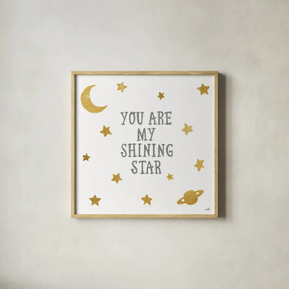 Shining Star by Moira Hershey. Shown in a natural wood glass frame for a timeless modern aesthetic. Available as an archival giclee rolled canvas, fine art paper, or poster print. SKU 16830a.
