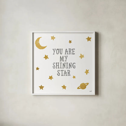 Shining Star by Moira Hershey. Shown in a crisp white glass frame for a clean and minimalist style. Available as an archival giclee rolled canvas, fine art paper, or poster print. SKU 16830a.