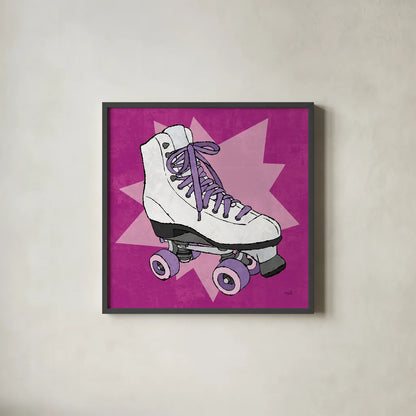 Skate Bright II by Moira Hershey. Shown in a sleek black glass frame for a contemporary gallery look. Available as an archival giclee rolled canvas, fine art paper, or poster print. SKU 98245a.