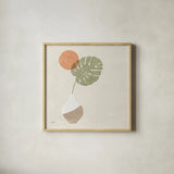 Sun Palm I Sq by Moira Hershey. Shown in a natural wood glass frame for a timeless modern aesthetic. Available as an archival giclee rolled canvas, fine art paper, or poster print. SKU 80660a.