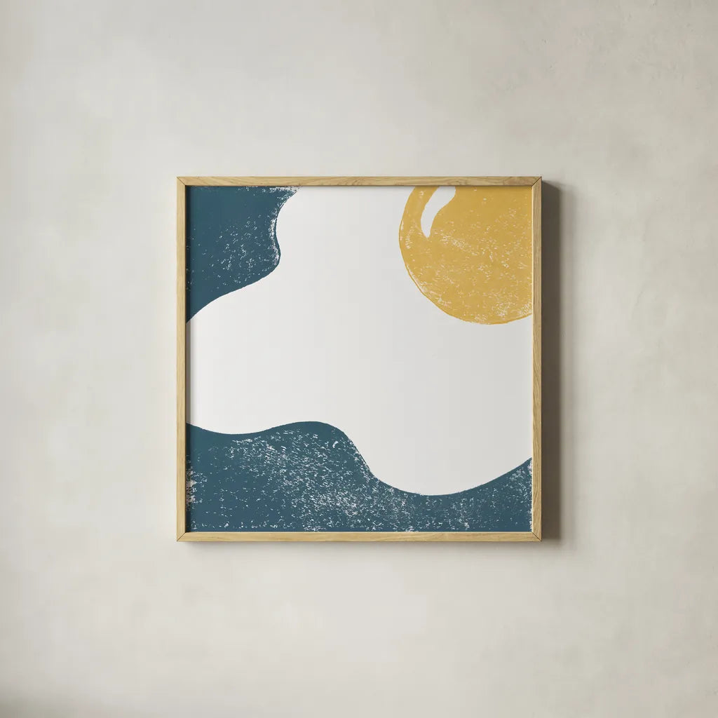 Sunny Side II by Moira Hershey. Shown in a natural wood glass frame for a timeless modern aesthetic. Available as an archival giclee rolled canvas, fine art paper, or poster print. SKU 63367a.
