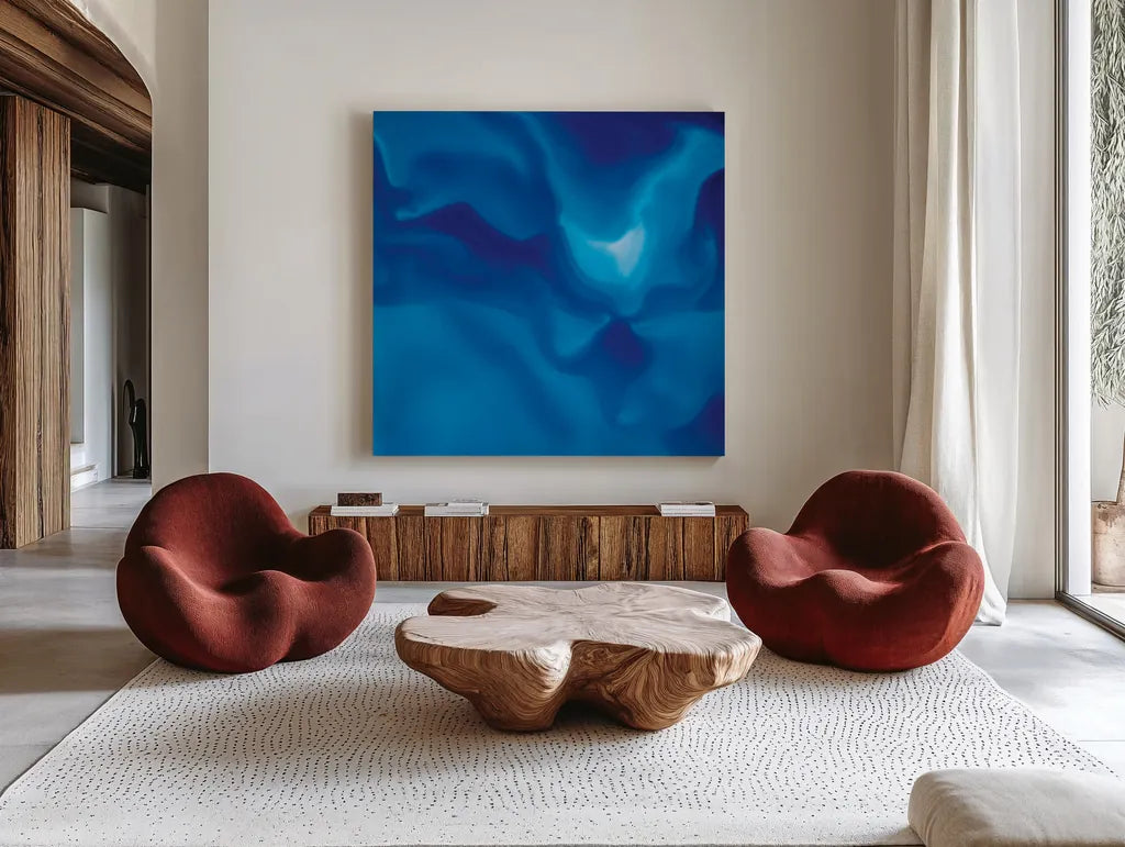 Surface by Moira Hershey. Shown as extra-large giant wall art in a modern living room. Available as an archival giclee rolled canvas, fine art paper, or poster print. SKU 36913a.