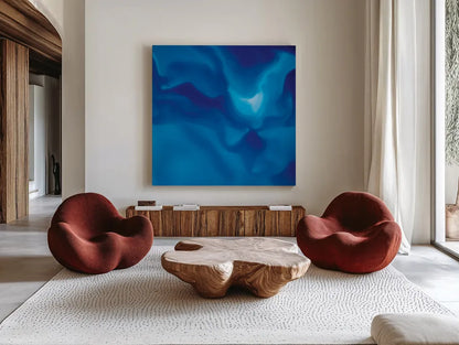 Surface by Moira Hershey. Shown as extra-large giant wall art in a modern living room. Available as an archival giclee rolled canvas, fine art paper, or poster print. SKU 36913a.
