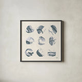 Tempest I Soft Blue by Moira Hershey. Shown in a sleek black glass frame for a contemporary gallery look. Available as an archival giclee rolled canvas, fine art paper, or poster print. SKU 69194a.