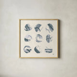Tempest I Soft Blue by Moira Hershey. Shown in a natural wood glass frame for a timeless modern aesthetic. Available as an archival giclee rolled canvas, fine art paper, or poster print. SKU 69194a.