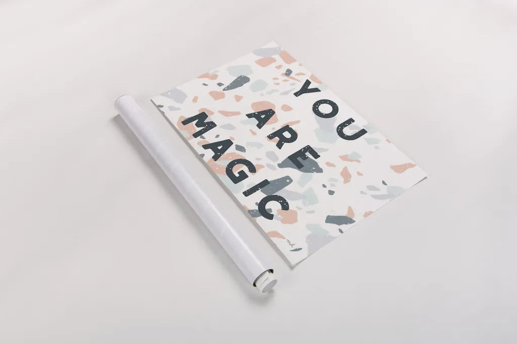 Terrazzo Inspiration I Coral Crop by Moira Hershey. shown as a rolled paper print. Available as archival giclee rolled canvas, fine art paper, or poster print. SKU 57702i.