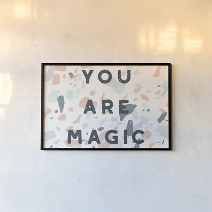 Terrazzo Inspiration I Coral Crop by Moira Hershey. shown as a paper print in a black flame. Available as a archival giclee rolled canvas, fine art paper, or poster print. SKU 57702i.