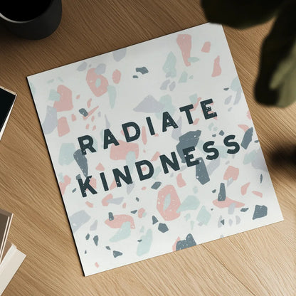 Terrazzo Inspiration I Kindness by Moira Hershey. Shown as a detailed flat fine art print, highlighting archival giclee quality. Available as an archival giclee rolled canvas, fine art paper, or poster print. SKU 55140a.