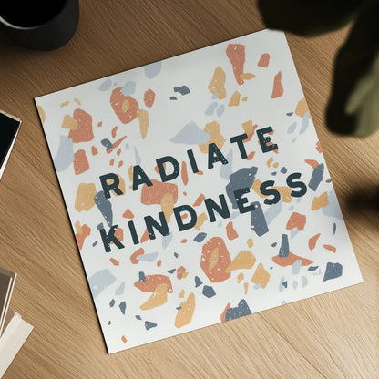 Terrazzo Inspiration I Kindness Retro by Moira Hershey. Shown as a detailed flat fine art print, highlighting archival giclee quality. Available as an archival giclee rolled canvas, fine art paper, or poster print. SKU 56847a.