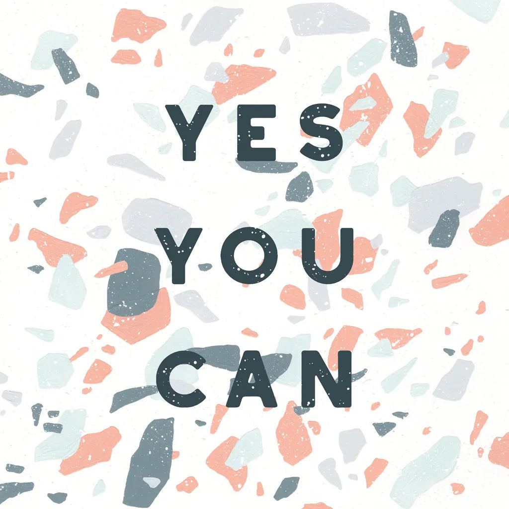 Terrazzo Inspiration II Coral by Moira Hershey. SKU 57703a. Archival Giclee Fine art print for wall decor.