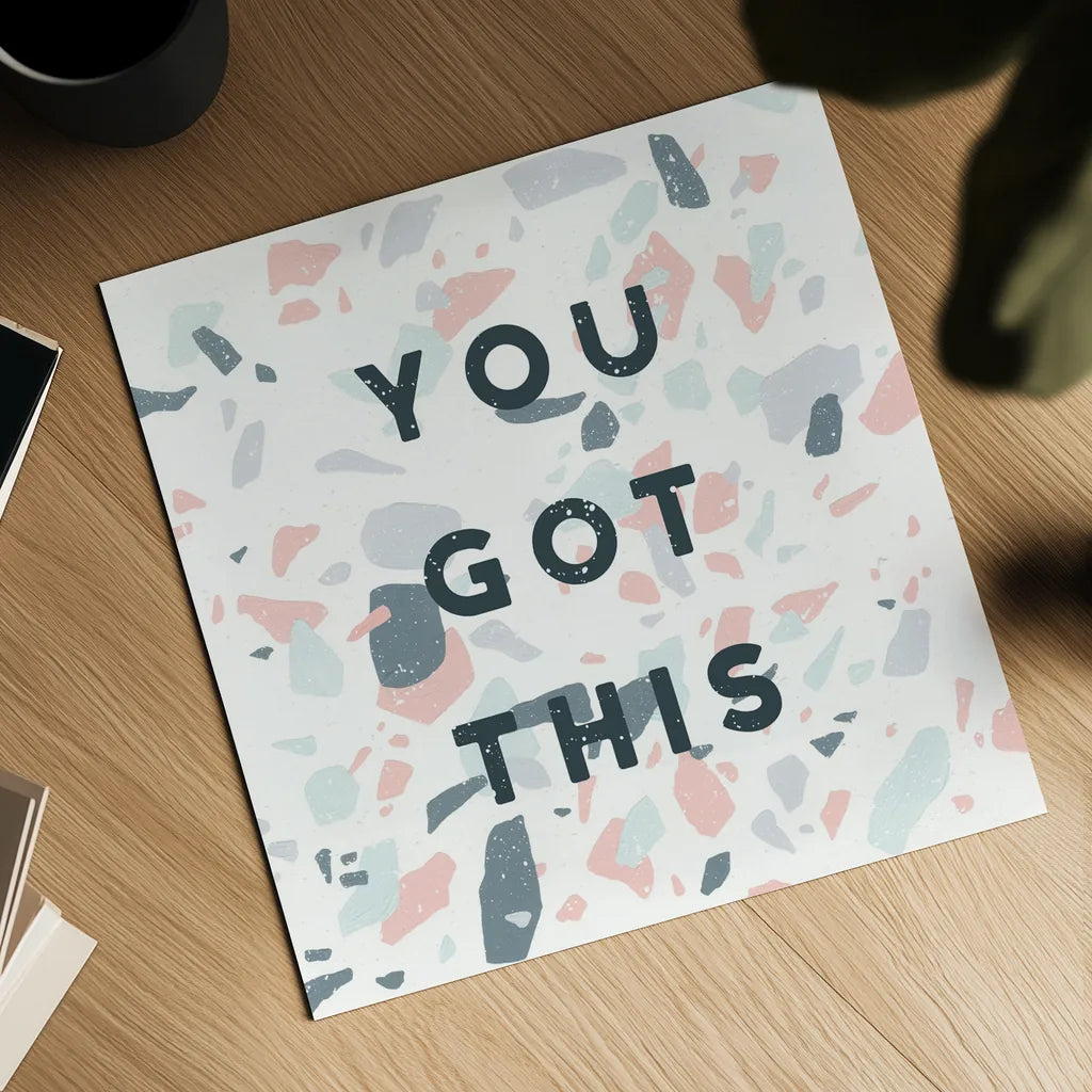 Terrazzo Inspiration II You by Moira Hershey. Shown as a detailed flat fine art print, highlighting archival giclee quality. Available as an archival giclee rolled canvas, fine art paper, or poster print. SKU 55141a.