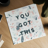 Terrazzo Inspiration II You by Moira Hershey. Shown as a detailed flat fine art print, highlighting archival giclee quality. Available as an archival giclee rolled canvas, fine art paper, or poster print. SKU 55141a.