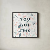Terrazzo Inspiration II You by Moira Hershey. Shown in a sleek black glass frame for a contemporary gallery look. Available as an archival giclee rolled canvas, fine art paper, or poster print. SKU 55141a.
