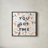 Terrazzo Inspiration II You Retro by Moira Hershey. Shown in a sleek black glass frame for a contemporary gallery look. Available as an archival giclee rolled canvas, fine art paper, or poster print. SKU 56848a.