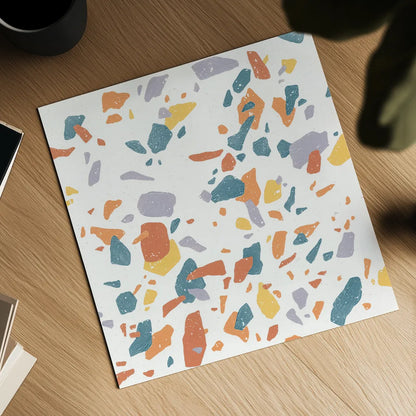 Terrazzo Sunset II by Moira Hershey. Shown as a detailed flat fine art print, highlighting archival giclee quality. Available as an archival giclee rolled canvas, fine art paper, or poster print. SKU 55684a.