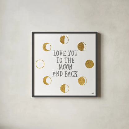 To the Moon by Moira Hershey. Shown in a sleek black glass frame for a contemporary gallery look. Available as an archival giclee rolled canvas, fine art paper, or poster print. SKU 16831a.