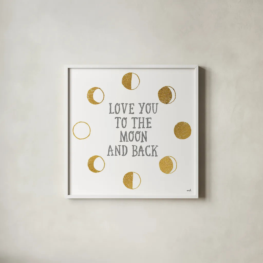 To the Moon by Moira Hershey. Shown in a crisp white glass frame for a clean and minimalist style. Available as an archival giclee rolled canvas, fine art paper, or poster print. SKU 16831a.