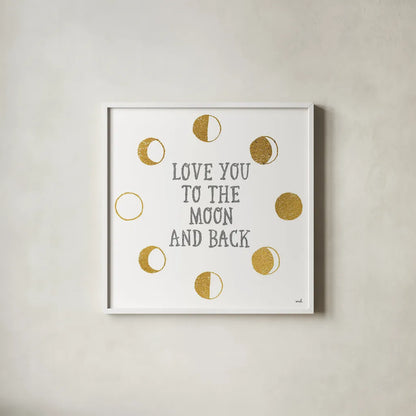 To the Moon by Moira Hershey. Shown in a crisp white glass frame for a clean and minimalist style. Available as an archival giclee rolled canvas, fine art paper, or poster print. SKU 16831a.