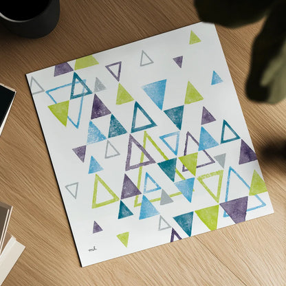 Triangle Tumble I by Moira Hershey. Shown as a detailed flat fine art print, highlighting archival giclee quality. Available as an archival giclee rolled canvas, fine art paper, or poster print. SKU 20031a.