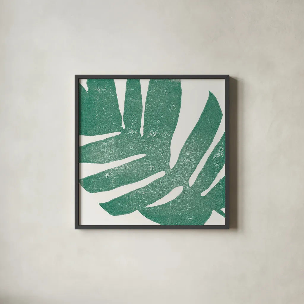 Tropical Treasures II by Moira Hershey. Shown in a sleek black glass frame for a contemporary gallery look. Available as an archival giclee rolled canvas, fine art paper, or poster print. SKU 54942a.