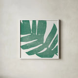 Tropical Treasures II by Moira Hershey. Shown in a crisp white glass frame for a clean and minimalist style. Available as an archival giclee rolled canvas, fine art paper, or poster print. SKU 54942a.