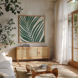 Tropical Treasures III by Moira Hershey. Shown in a natural wood frame in a cozy modern living room. Available as an archival giclee rolled canvas, fine art paper, or poster print. SKU 54943a.