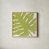 Tropical Treasures IV by Moira Hershey. Shown in a natural wood glass frame for a timeless modern aesthetic. Available as an archival giclee rolled canvas, fine art paper, or poster print. SKU 54944a.