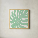 Tropical Treasures Pastel I by Moira Hershey. Shown in a natural wood glass frame for a timeless modern aesthetic. Available as an archival giclee rolled canvas, fine art paper, or poster print. SKU 54945a.