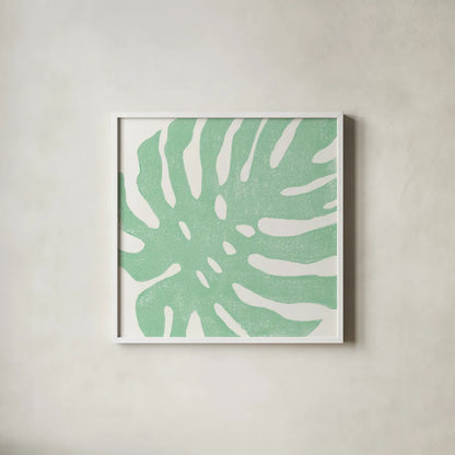 Tropical Treasures Pastel I by Moira Hershey. Shown in a crisp white glass frame for a clean and minimalist style. Available as an archival giclee rolled canvas, fine art paper, or poster print. SKU 54945a.