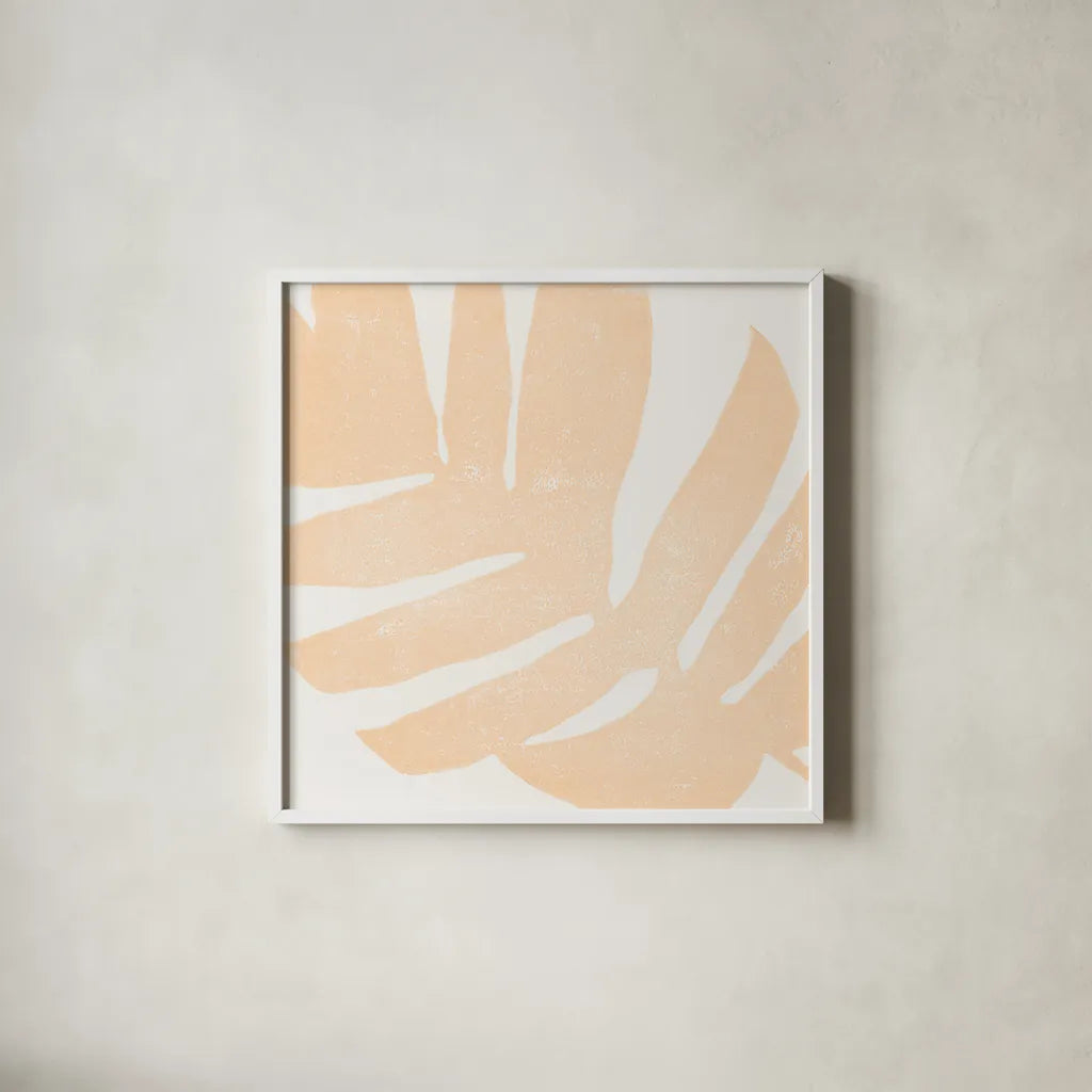 Tropical Treasures Pastel II by Moira Hershey. Shown in a crisp white glass frame for a clean and minimalist style. Available as an archival giclee rolled canvas, fine art paper, or poster print. SKU 54946a.