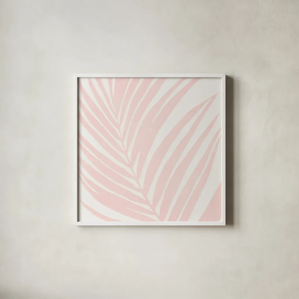 Tropical Treasures Pastel III by Moira Hershey. Shown in a crisp white glass frame for a clean and minimalist style. Available as an archival giclee rolled canvas, fine art paper, or poster print. SKU 54947a.