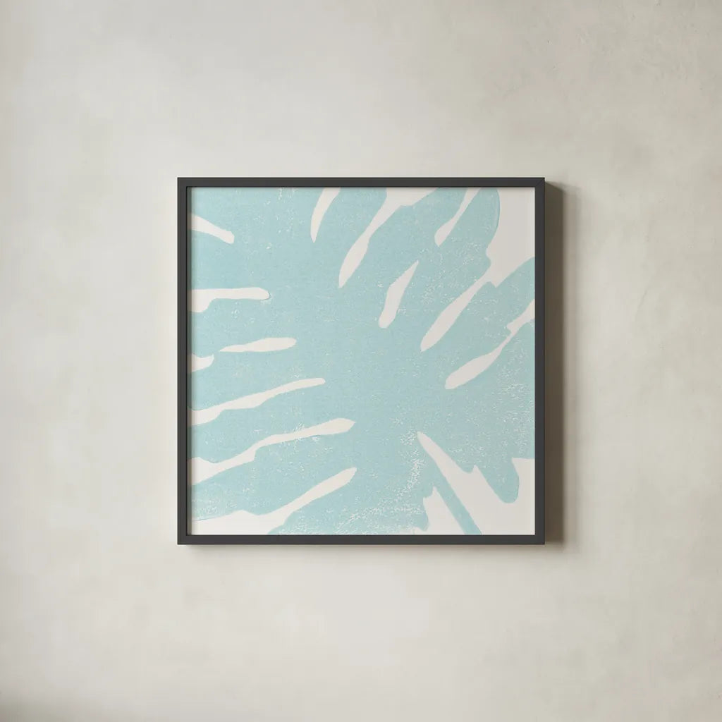 Tropical Treasures Pastel IV by Moira Hershey. Shown in a sleek black glass frame for a contemporary gallery look. Available as an archival giclee rolled canvas, fine art paper, or poster print. SKU 54948a.