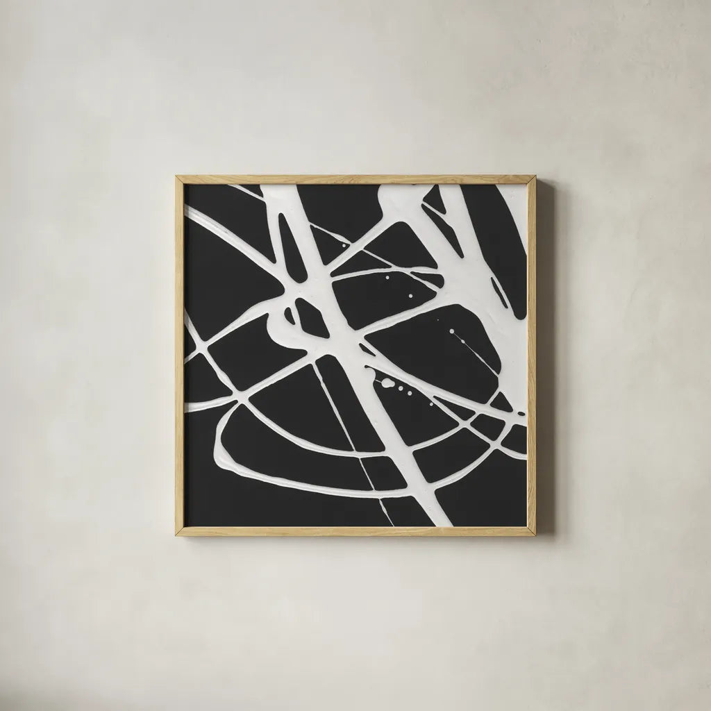 Tumbling Down I by Moira Hershey. Shown in a natural wood glass frame for a timeless modern aesthetic. Available as an archival giclee rolled canvas, fine art paper, or poster print. SKU 68502a.