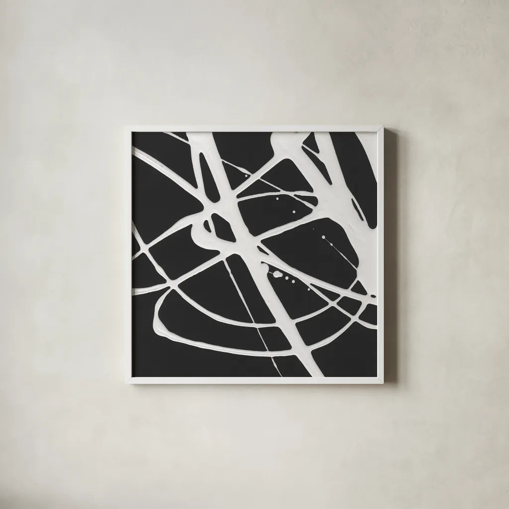 Tumbling Down I by Moira Hershey. Shown in a crisp white glass frame for a clean and minimalist style. Available as an archival giclee rolled canvas, fine art paper, or poster print. SKU 68502a.