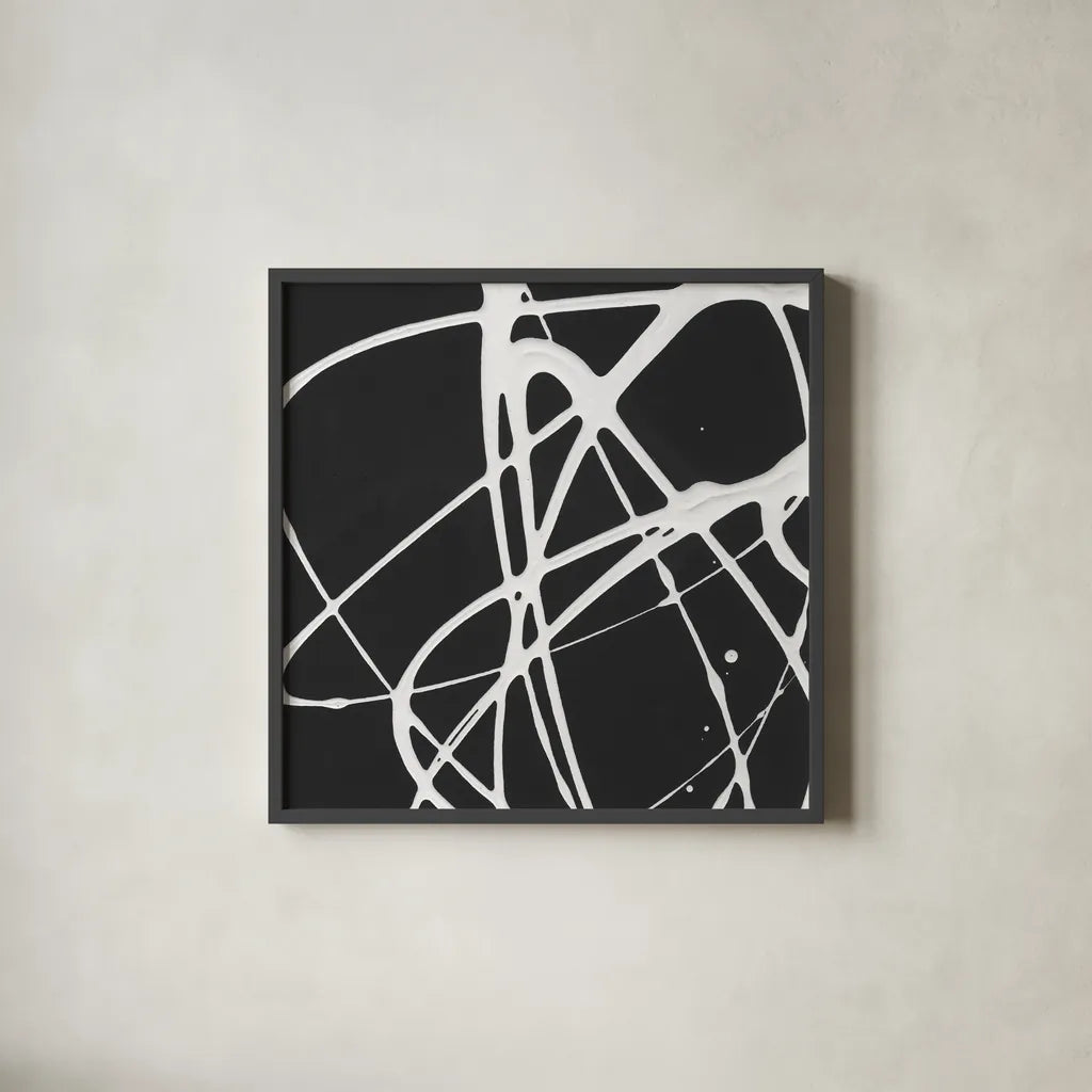 Tumbling Down II by Moira Hershey. Shown in a sleek black glass frame for a contemporary gallery look. Available as an archival giclee rolled canvas, fine art paper, or poster print. SKU 68503a.