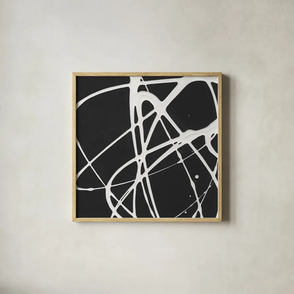 Tumbling Down II by Moira Hershey. Shown in a natural wood glass frame for a timeless modern aesthetic. Available as an archival giclee rolled canvas, fine art paper, or poster print. SKU 68503a.
