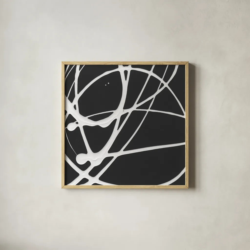 Tumbling Down III by Moira Hershey. Shown in a natural wood glass frame for a timeless modern aesthetic. Available as an archival giclee rolled canvas, fine art paper, or poster print. SKU 68504a.