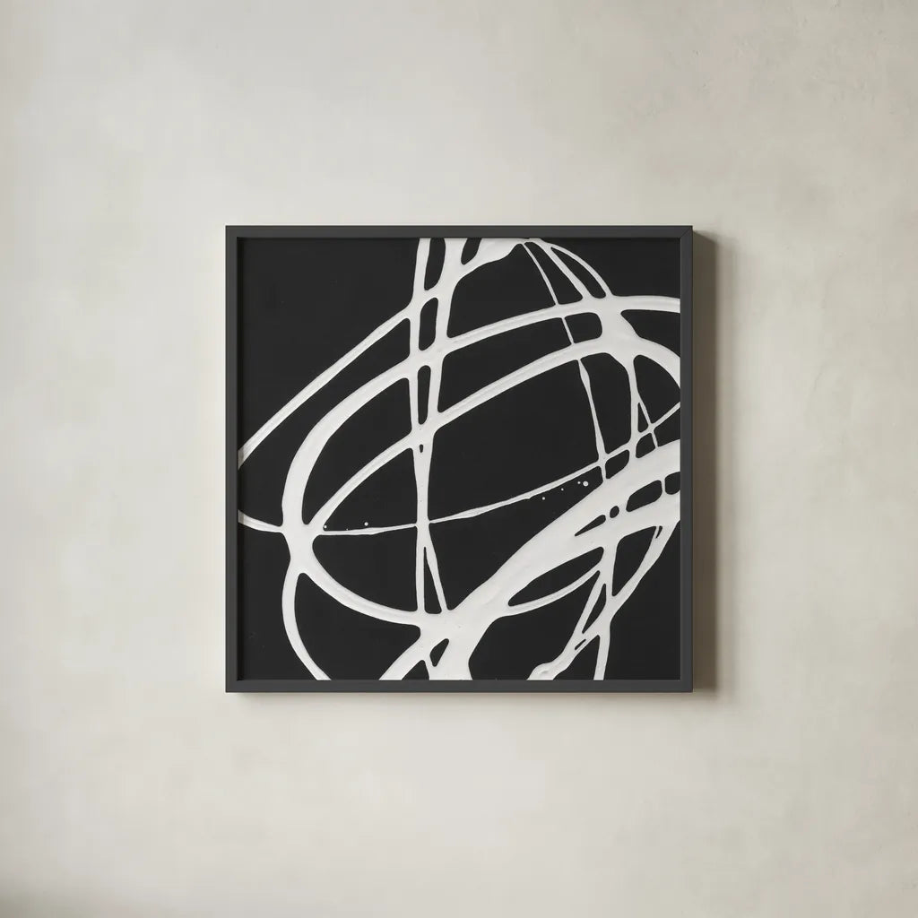 Tumbling Down IV by Moira Hershey. Shown in a sleek black glass frame for a contemporary gallery look. Available as an archival giclee rolled canvas, fine art paper, or poster print. SKU 68505a.
