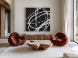 Tumbling Down IV by Moira Hershey. Shown as extra-large giant wall art in a modern living room. Available as an archival giclee rolled canvas, fine art paper, or poster print. SKU 68505a.